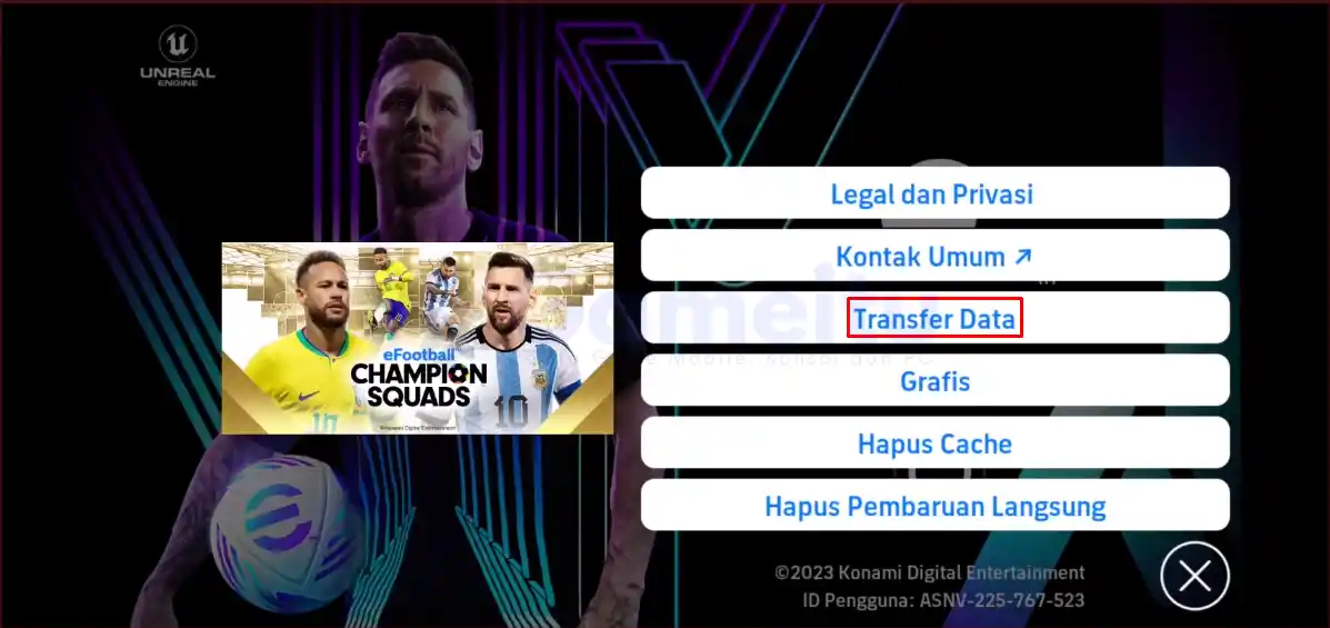 Pilih Menu Transfer Data